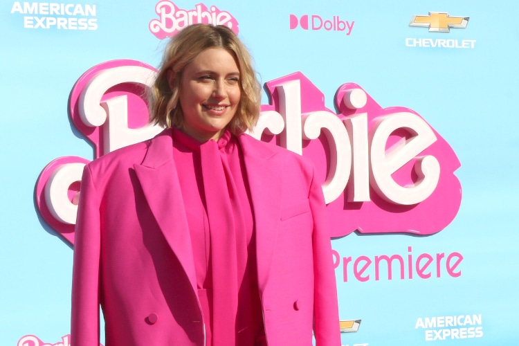 Greta Gerwig at the Barbie World Premiere at the Shrine Auditorium on July 9, 2023 in Los Angeles, CA
