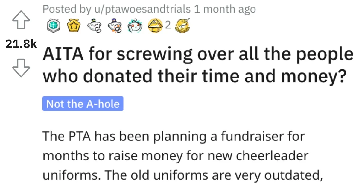 AITA People Donated Money Time Some people spent upwards of hundreds of hours. She Agreed To Let A Fundraiser Use Her Property And Then Said No When The Intention Changed. Is She Wrong?