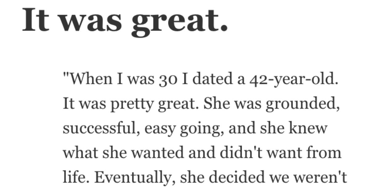 AROlderWomen What Were Your Experiences Dating Older Women? Heres What People Had to Say.
